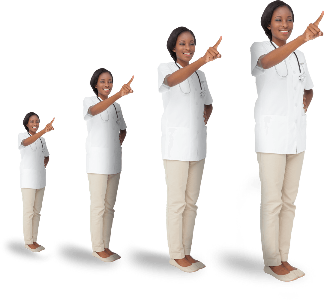 Transparent Digitally Sized Female Doctor Set on Clear Background