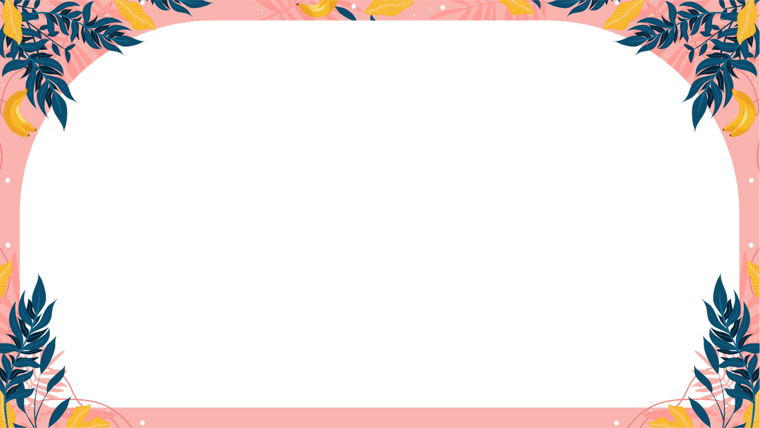 Ornamental Border with Tropical Leaves and Bananas on Transparent Background