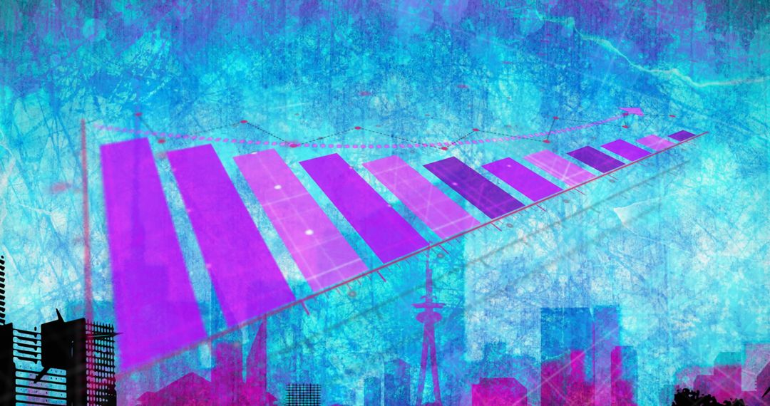 Futuristic Data Analytics Over Cityscape