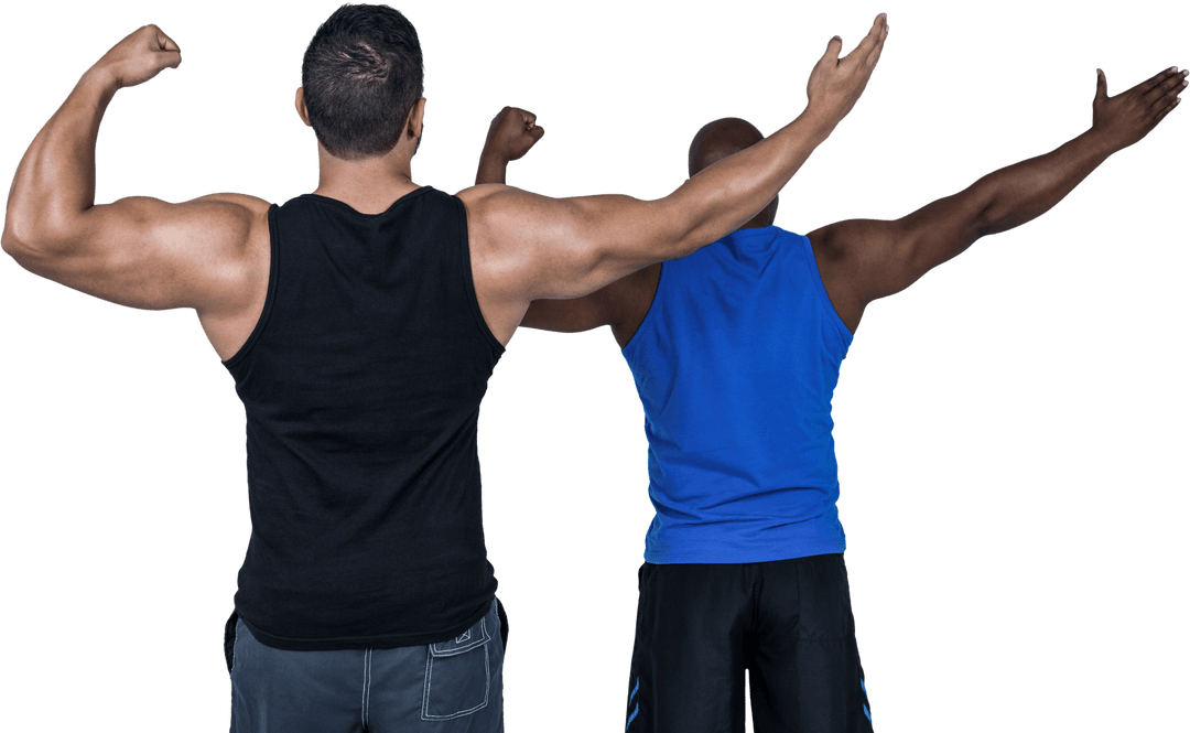 Transparent View of Strong Friends Showing Muscle