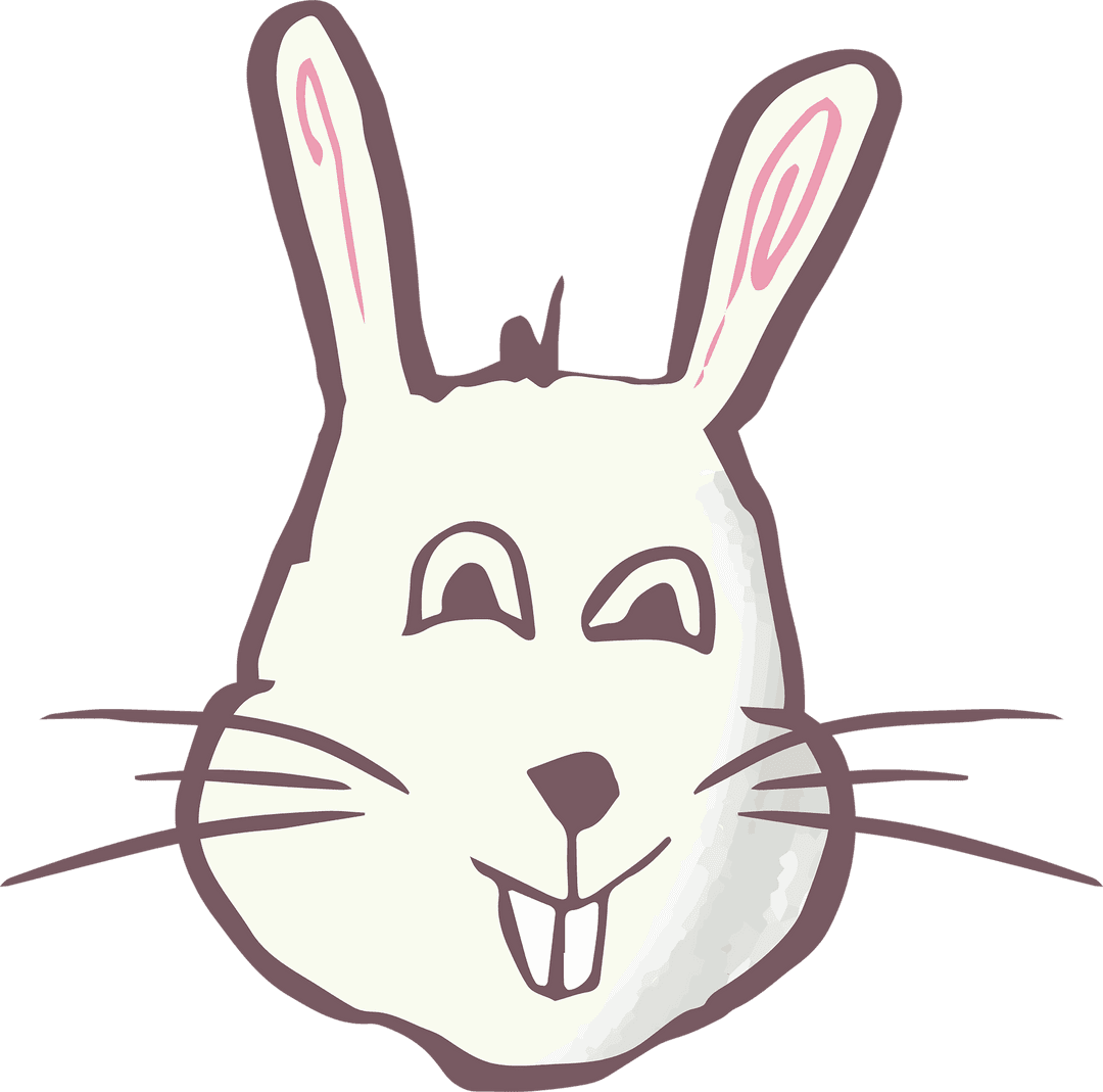 Cheerful Bunny Face Illustration on Transparent Background