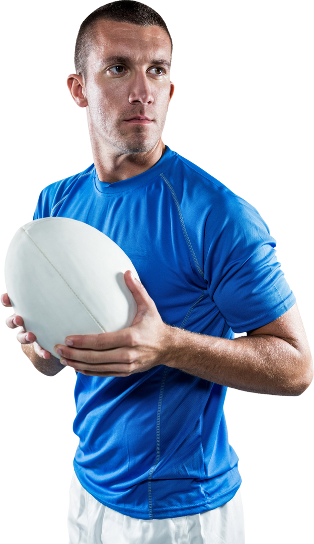 Confident Rugby Player Holding Ball on Transparent Background - Download Free Stock Images Pikwizard.com