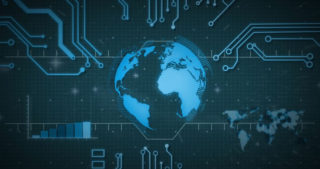 global data processing with circuit technology concept - Free Images, Stock Photos and Pictures on Pikwizard.com