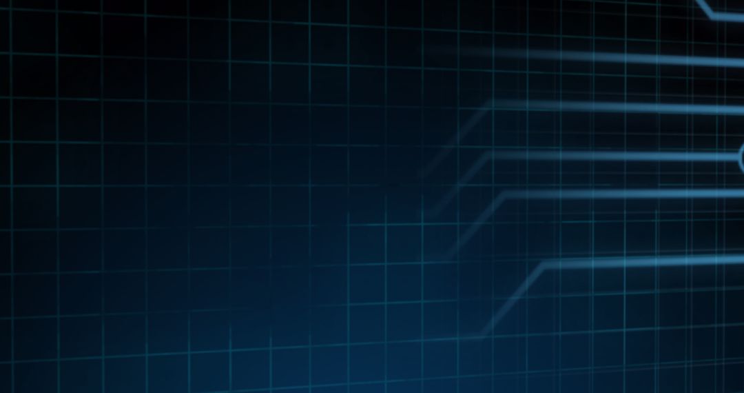 Futuristic Technology Circuit Lines on Blue Grid Background