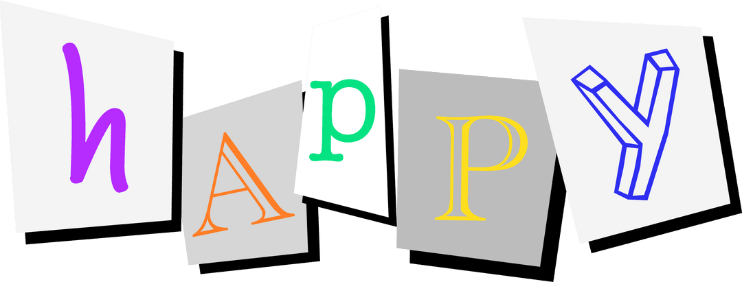 Modern Vibrant Happy Typography with Transparent Background