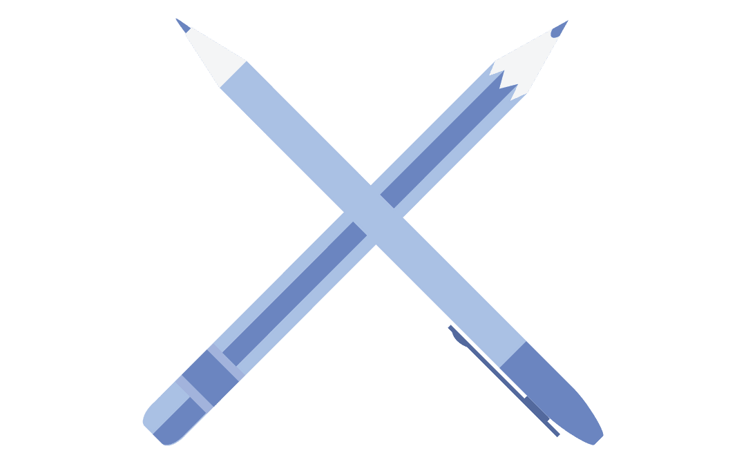 Pen and Pencil Crossed Illustration on Transparent Background