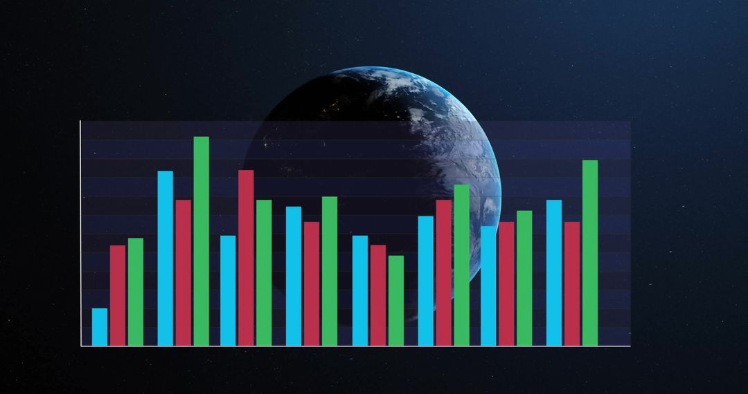 Colorful Bar Graph Against Planet in Outer Space
