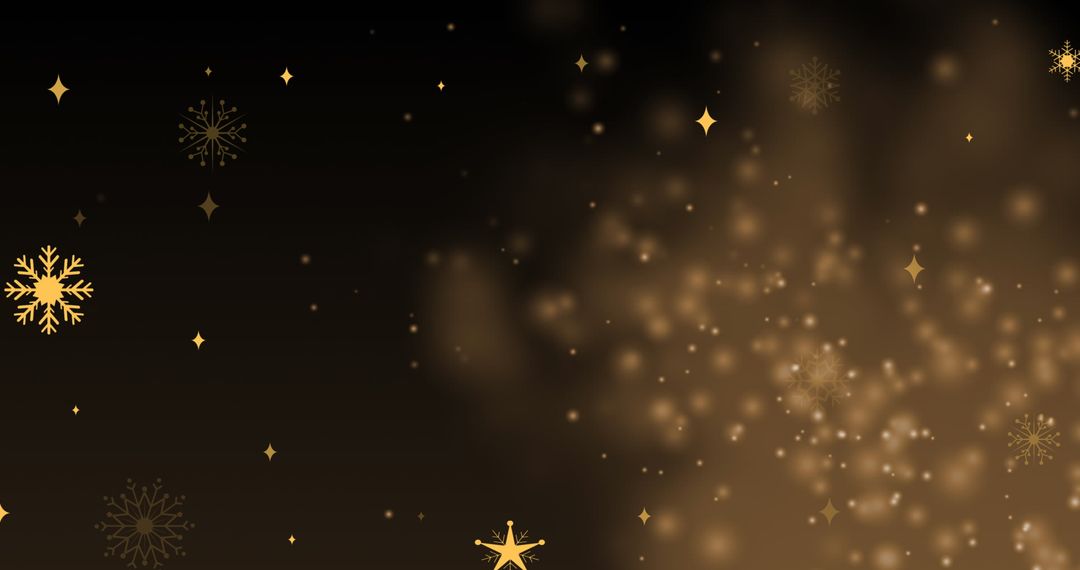 Golden Snowflakes and Dots on Elegant Black Background