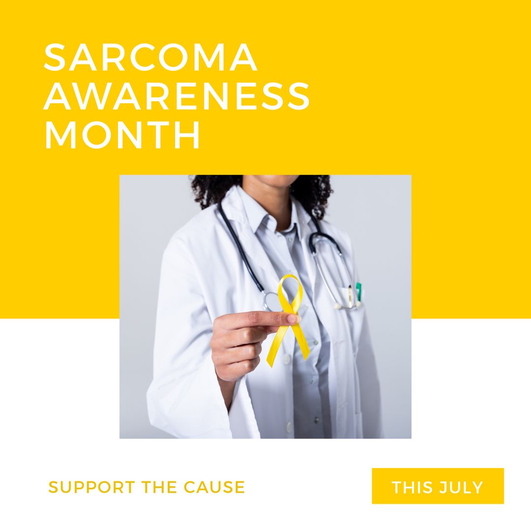 Sarcoma Awareness with Doctor Holding Yellow Ribbon