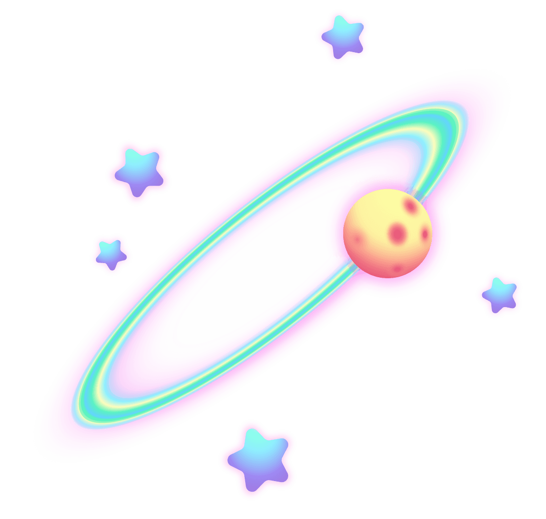 Pastel Planet with Translucent Rings and Stars