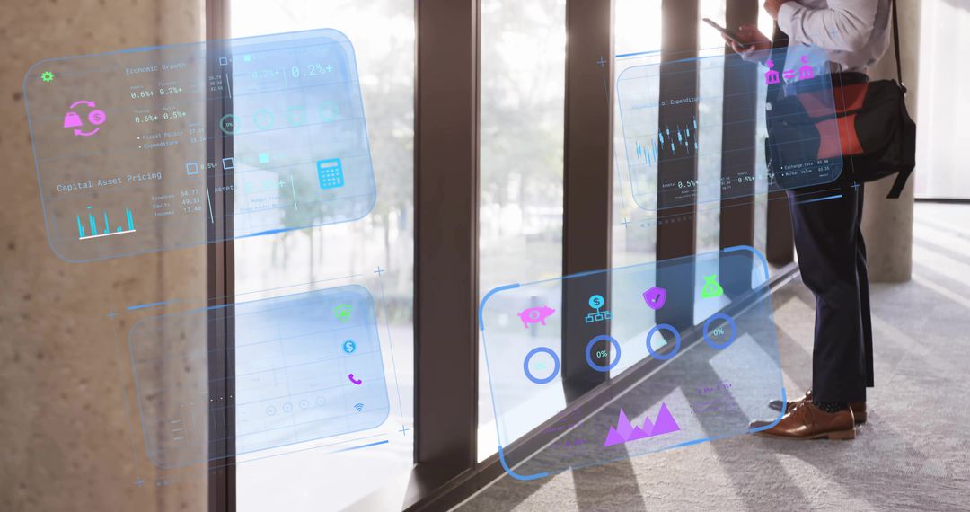 Professional Analyzing Business Data with Holographic Technology