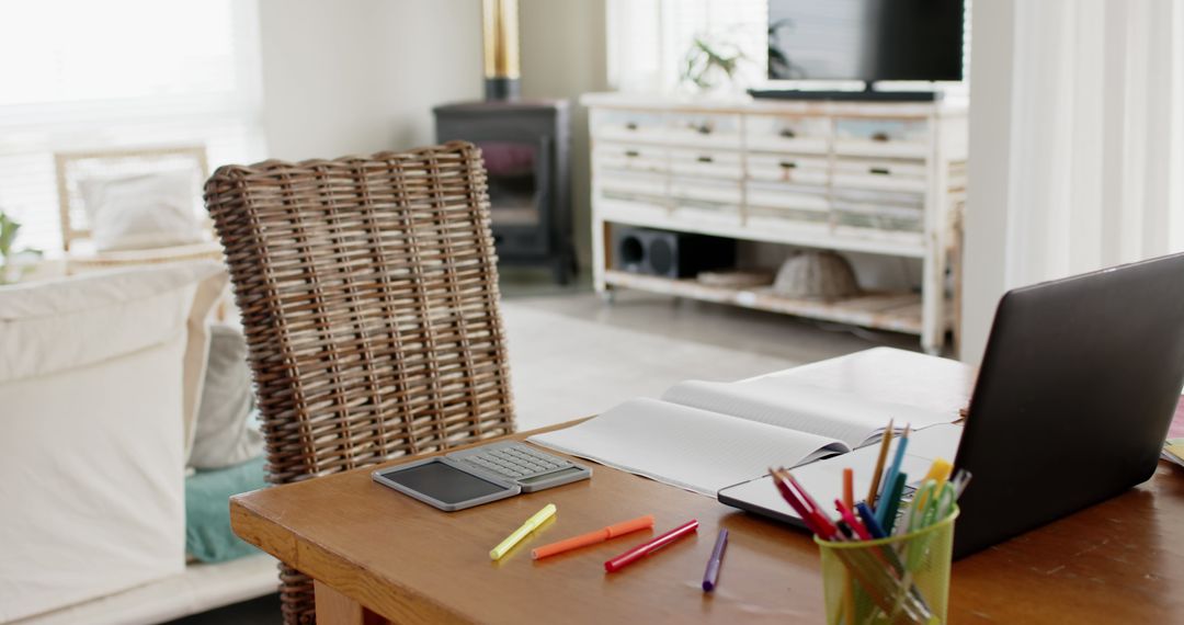 Cozy Home Office with Minimalist Décor and Wooden Furniture - Free Images, Stock Photos and Pictures on Pikwizard.com