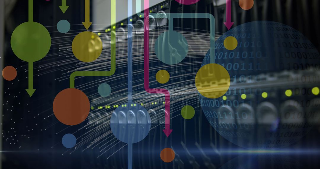 digital network technology with server and binary overlay - Free Images, Stock Photos and Pictures on Pikwizard.com