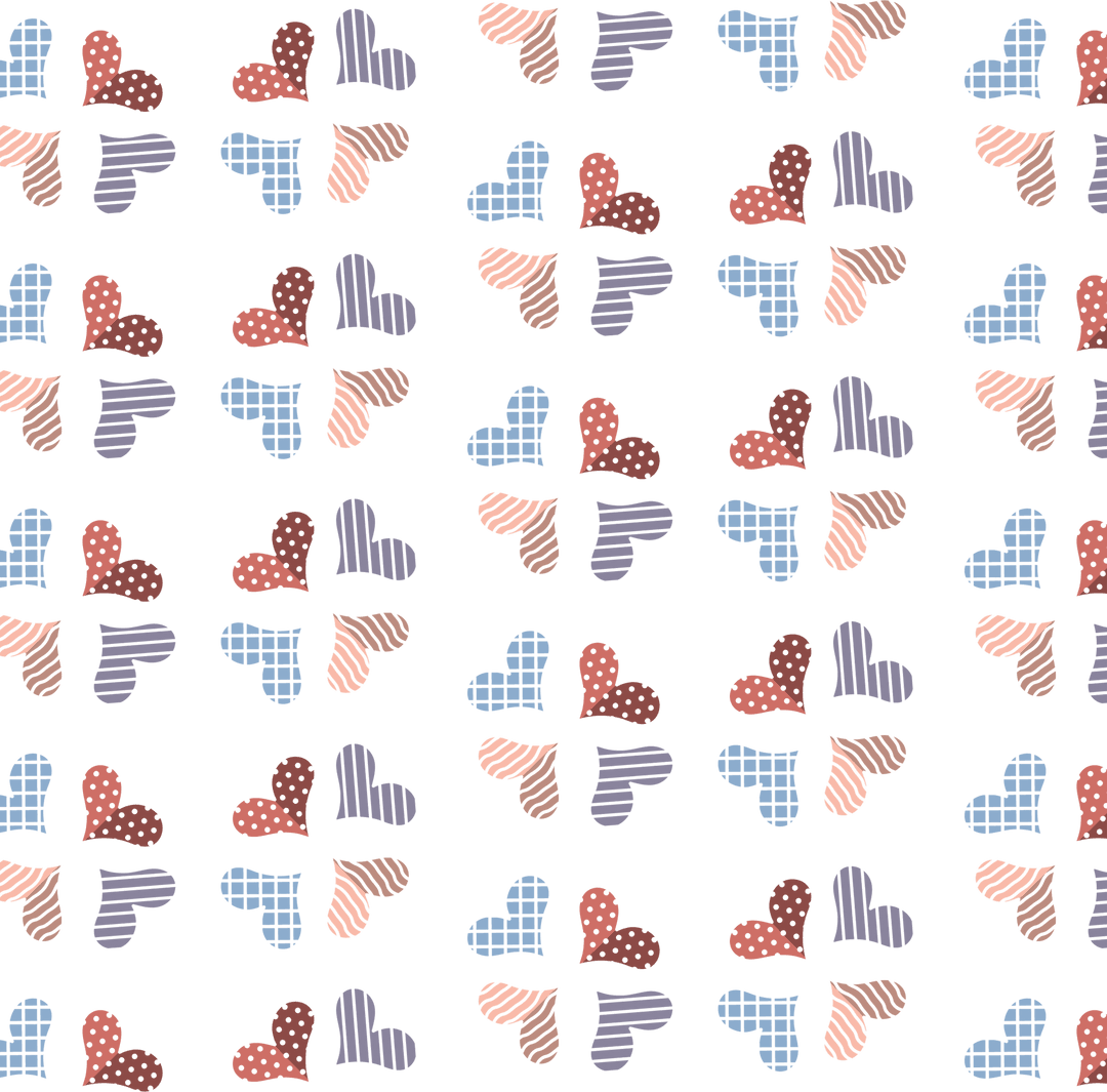 Colorful Heart Pattern on Transparent Background for Romantic Designs