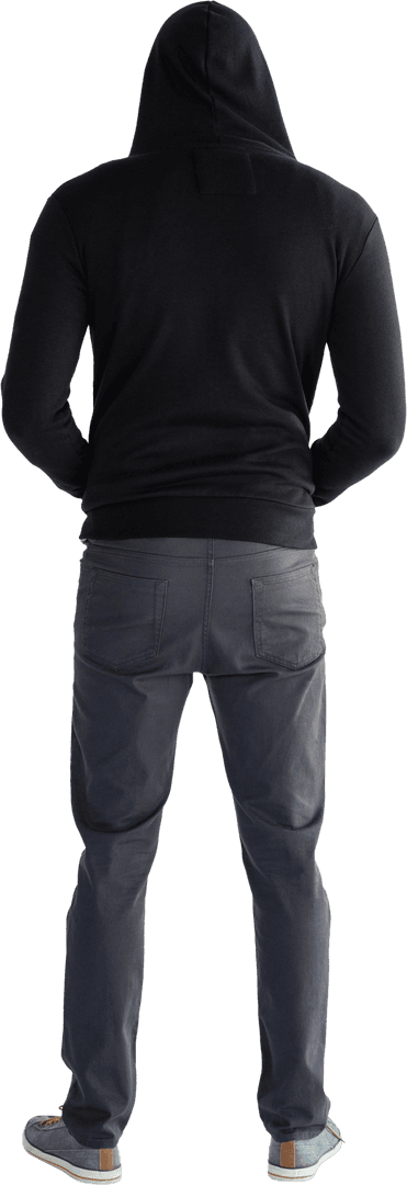 Transparent Rear View of Man Standing in Hoodie