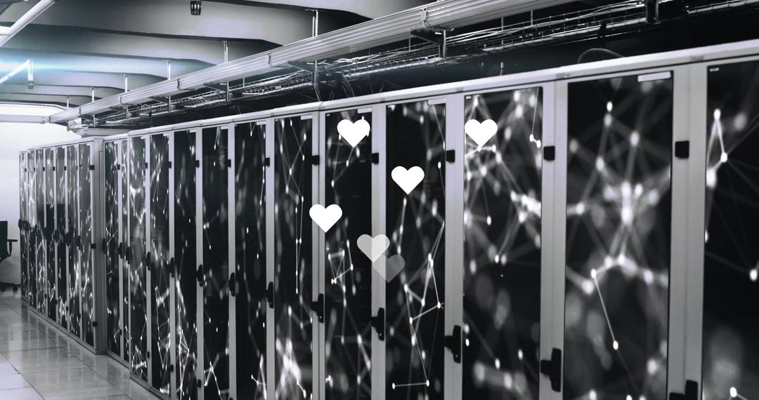 Modern Data Center Featuring Server Racks and Network Cables