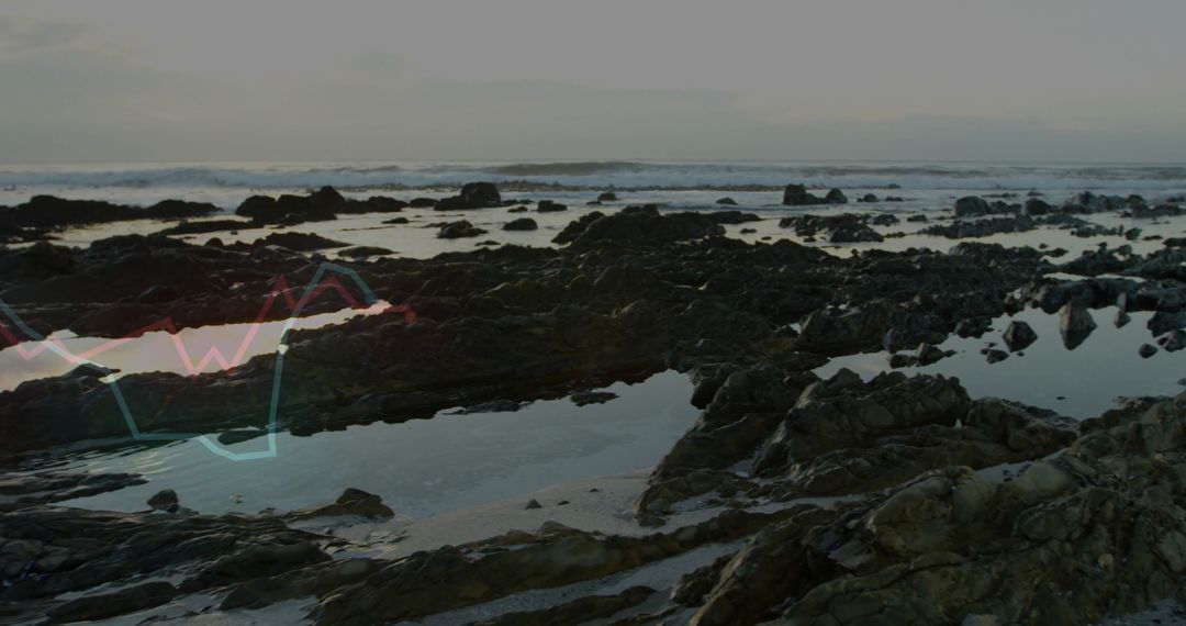 Rugged Coastal Landscape with Volcanic Rocks and Tide Pools
