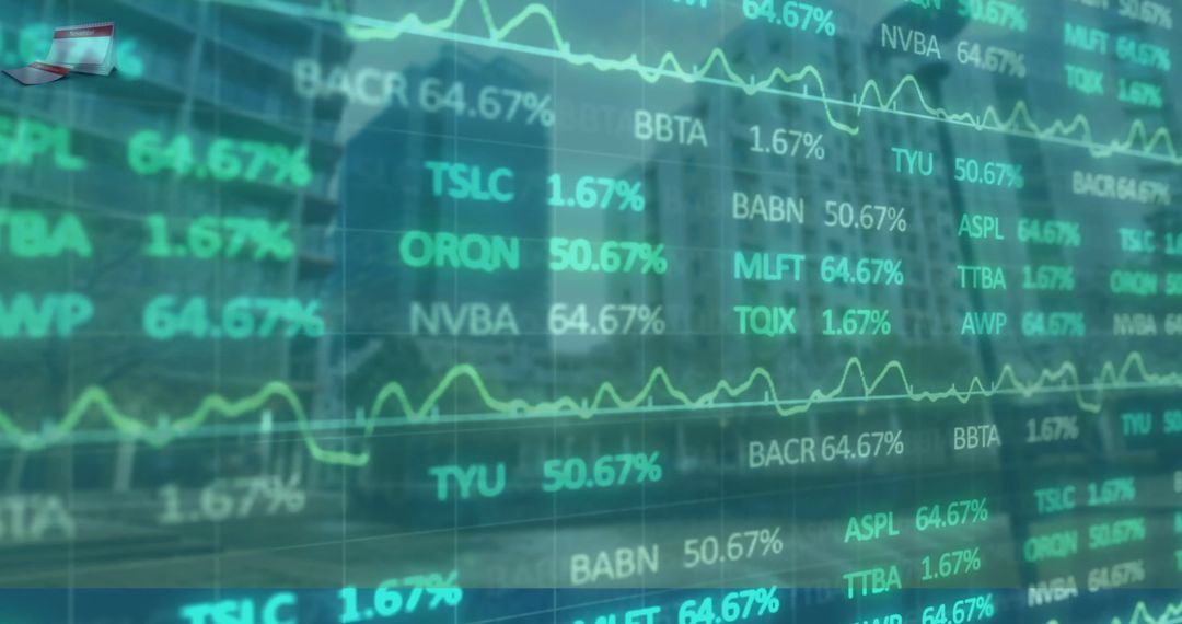 Digital Financial Data on Cityscape Background