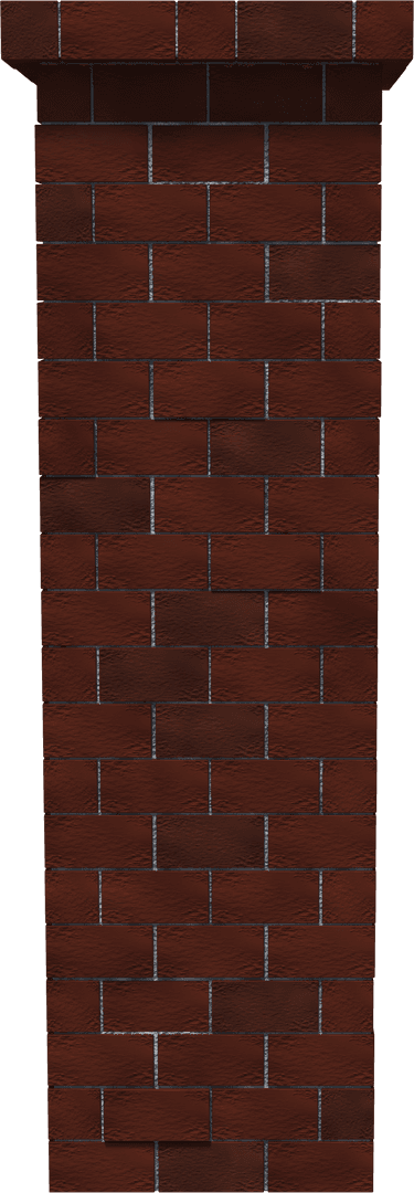 Seamless Vertical Red Brick Chimney Texture on Transparent Background