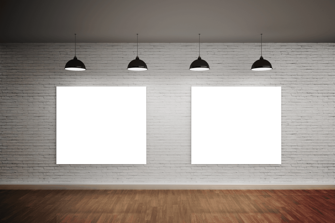 Minimalist Museum Wall with Blank Transparent Frames