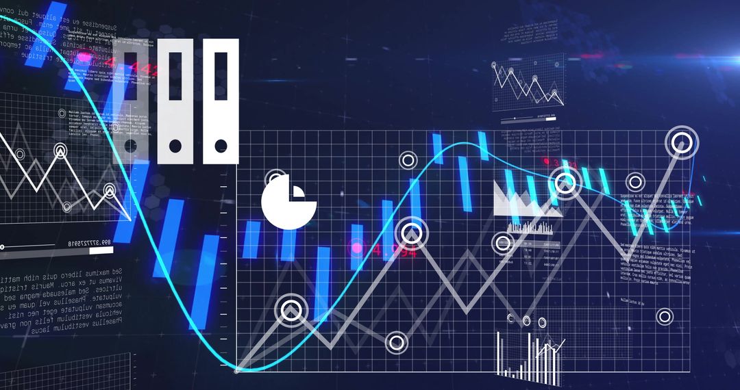 Futuristic Data Analytics Dashboard with Line Graph and Icons