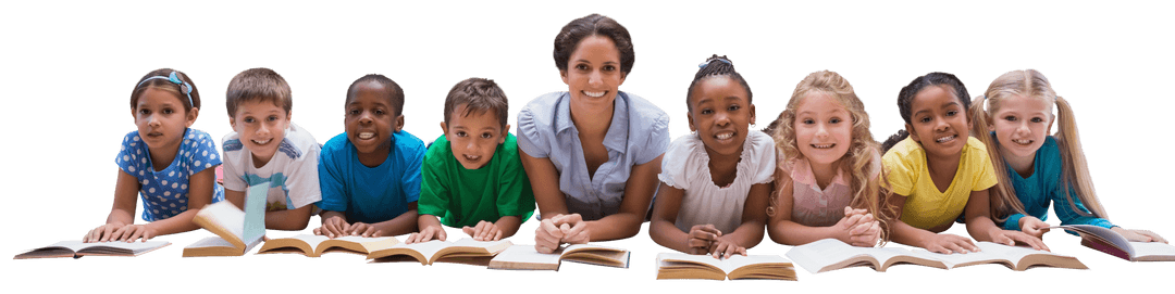 Transparent Image of Diverse Schoolchildren with Teacher Learning