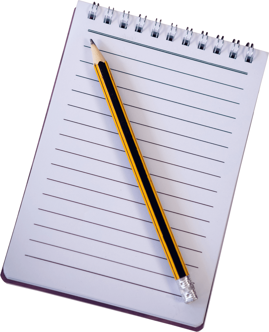 Transparent Spiral Notebook with Pencil PNG Illustration