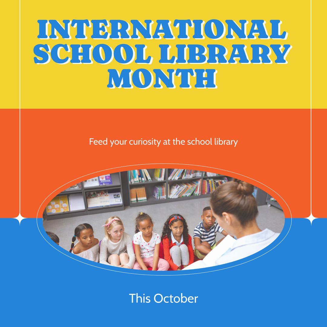 Diverse Kids Learning in Library for International School Library Month