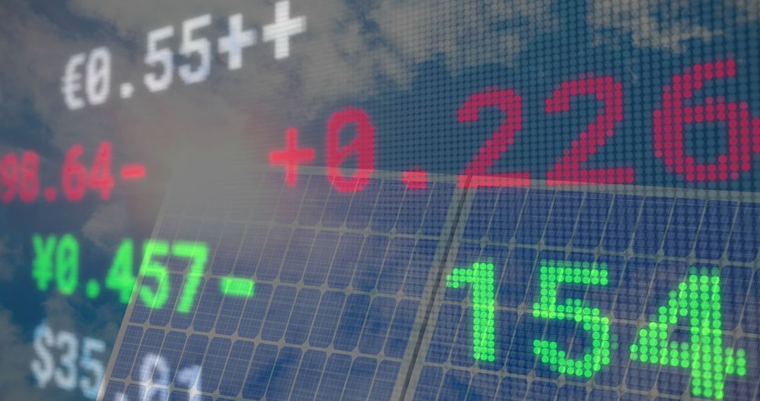Digital Financial Markets with Solar Panel Overlay Concept