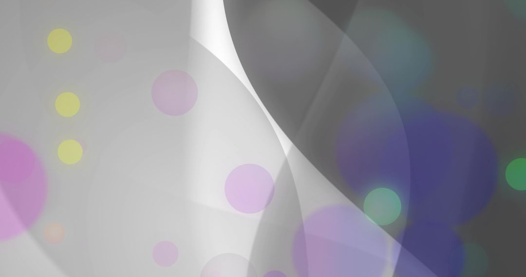 Ethereal translucent ribbons with pastel bokeh dots, soft neutral gradient backdrop