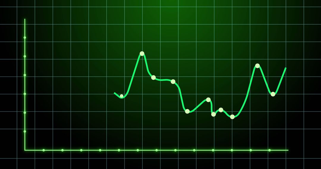 Digital Financial Graph on Green Background Showing Rising Trends