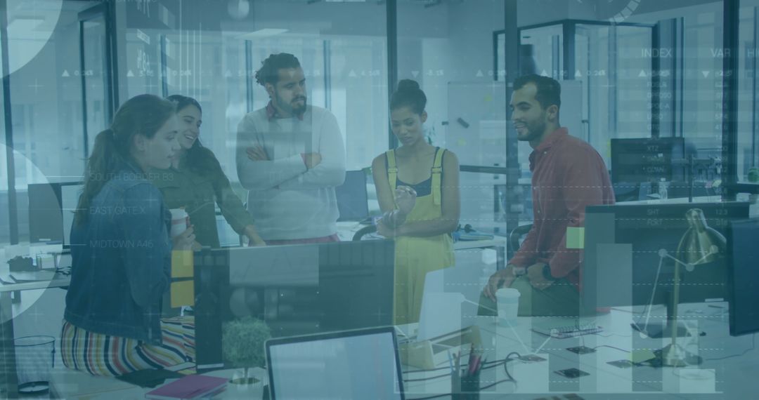 Colleagues Collaborating on Ideas in Modern Office