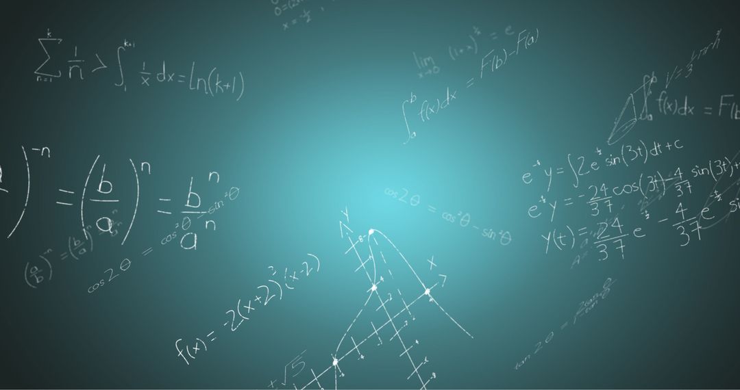 Complex Mathematical Formulae on Blue Background