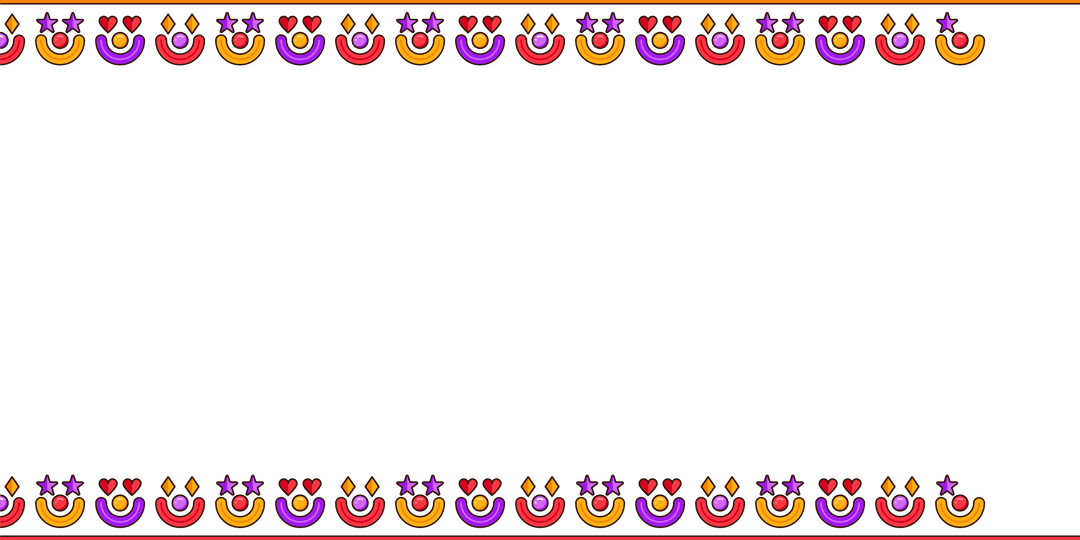 Transparent Background with Colorful Semicircle Hearts and Stars Border