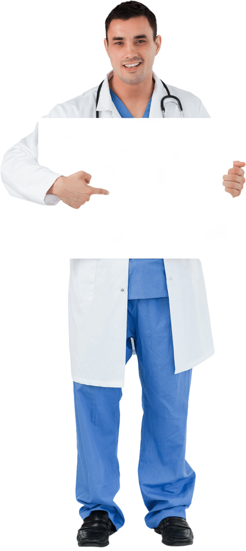 Doctor Wearing Scrubs with Clipboard on Transparent Background