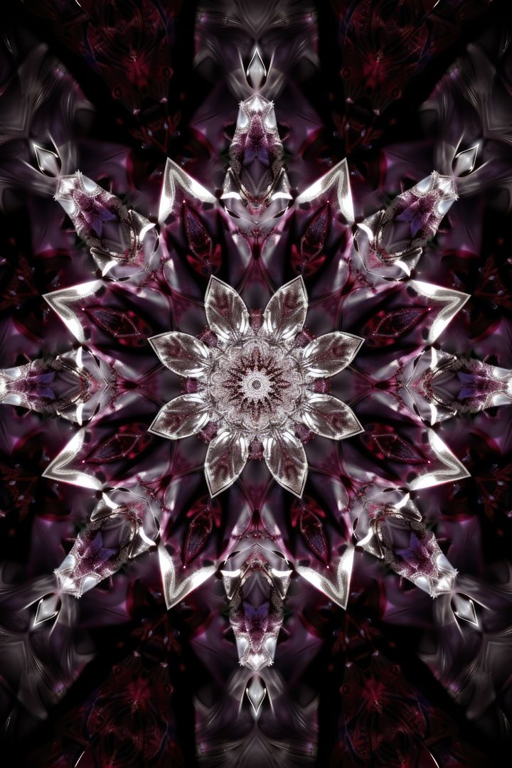 Close up of purple kaleidoscope shapes on black background created using generative ai technology - Free Images, Stock Photos and Pictures on Pikwizard.com
