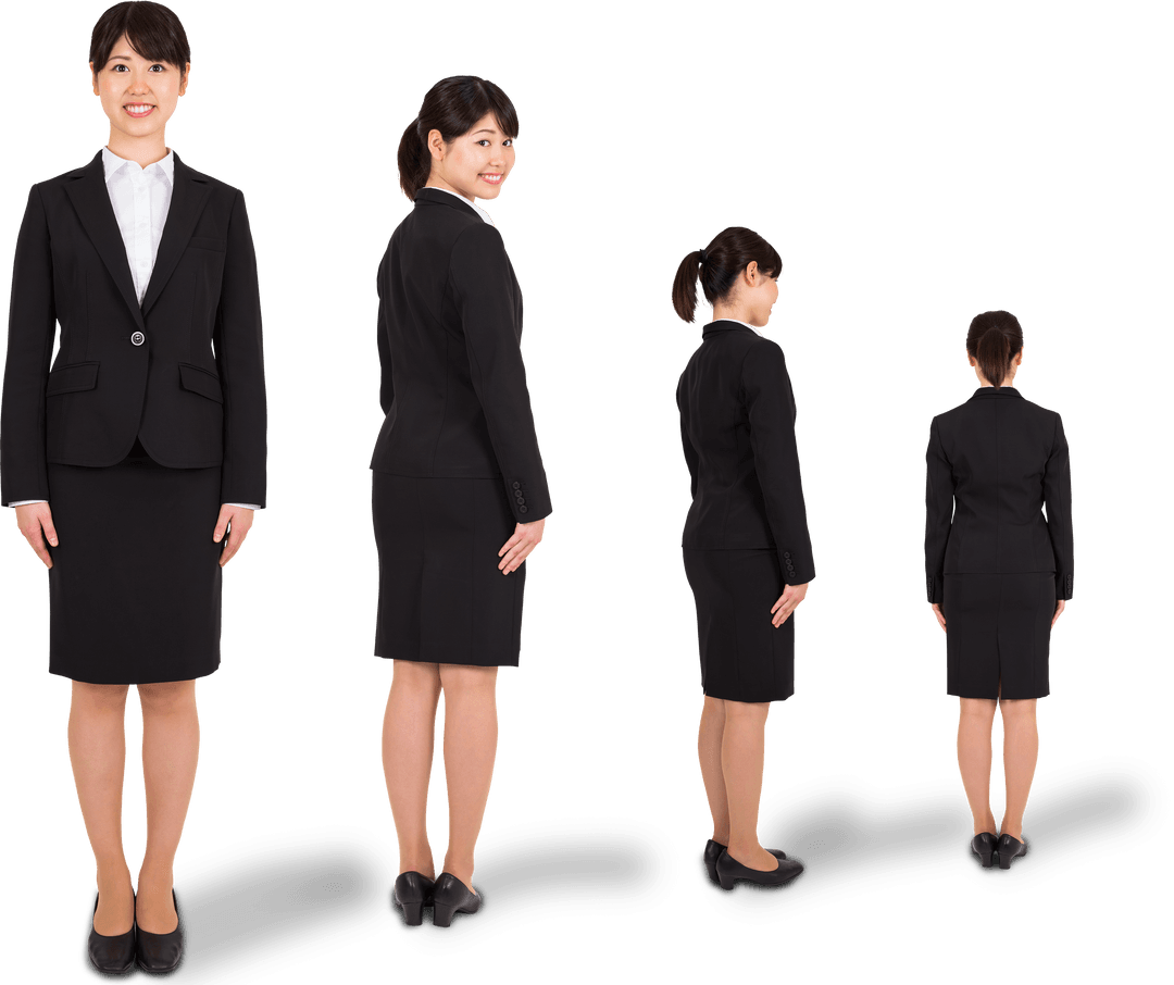 Asian Businesswoman Different Angles Transparent Background Isolated