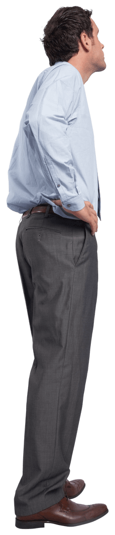 Serious Businessman Transparent Background Holding Hip Confident Pose