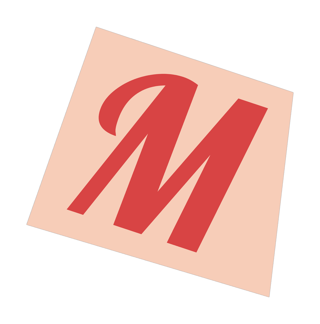 Transparent Contemporary Red M Icon on Peach Square