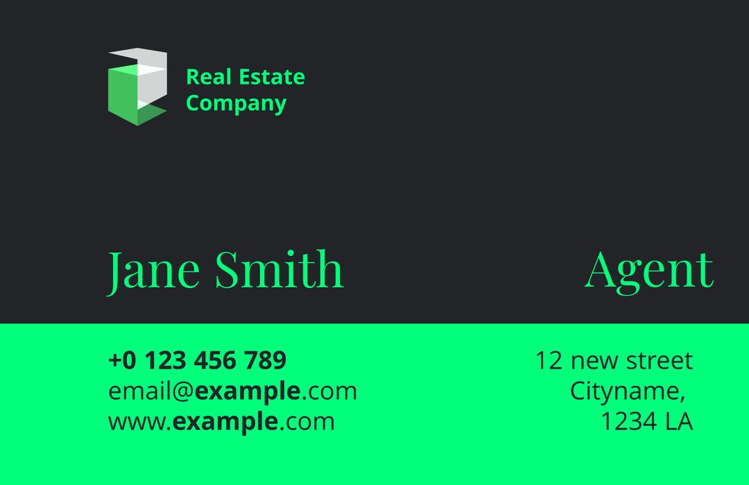 Modern Real Estate Agent Business Card with Green Accents - Download Free Stock Templates Pikwizard.com