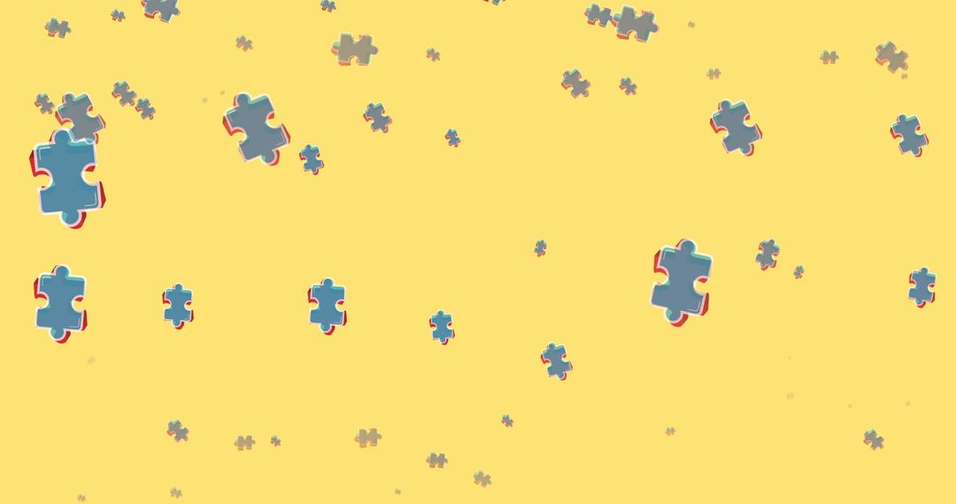 Floating Puzzle Pieces on Bright Yellow Background
