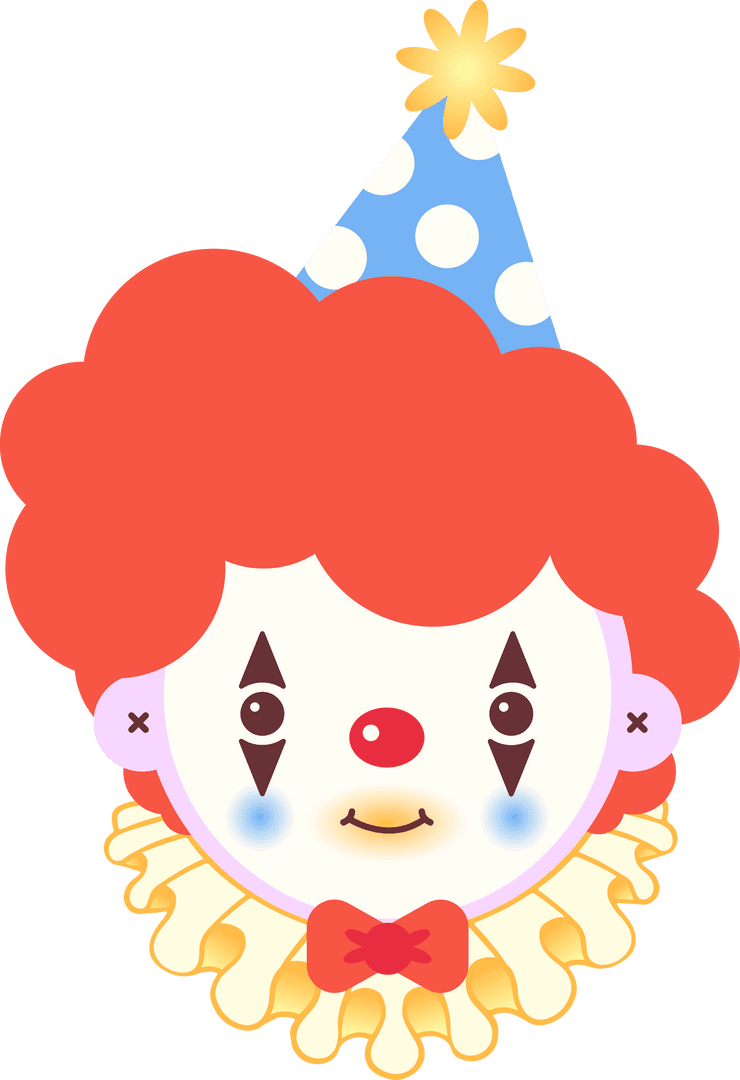 Cheerful Clown Character with Party Hat on Transparent Background