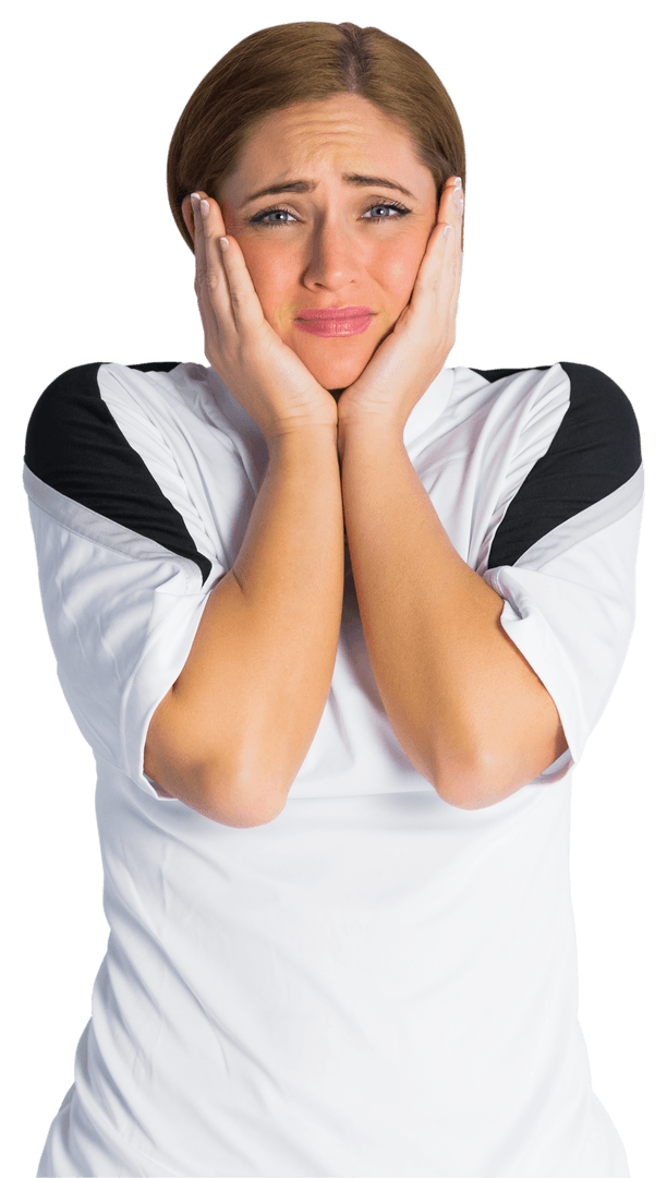 Transparent nervous composite football fan expressing anxiety