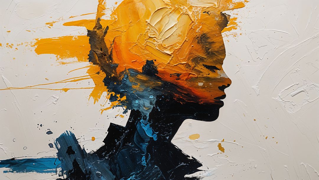 Abstract Silhouette with Vibrant Palette Knife Textures