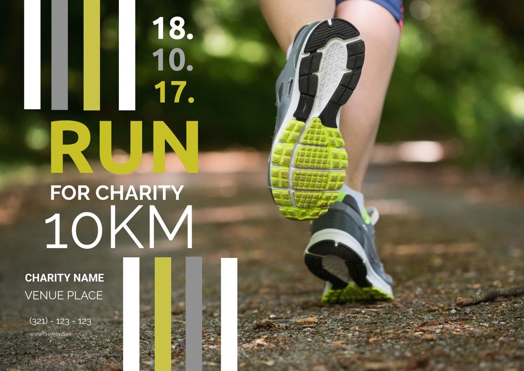 Charity 10K Run Athlete Shoes in Stride Capturing Event Energy