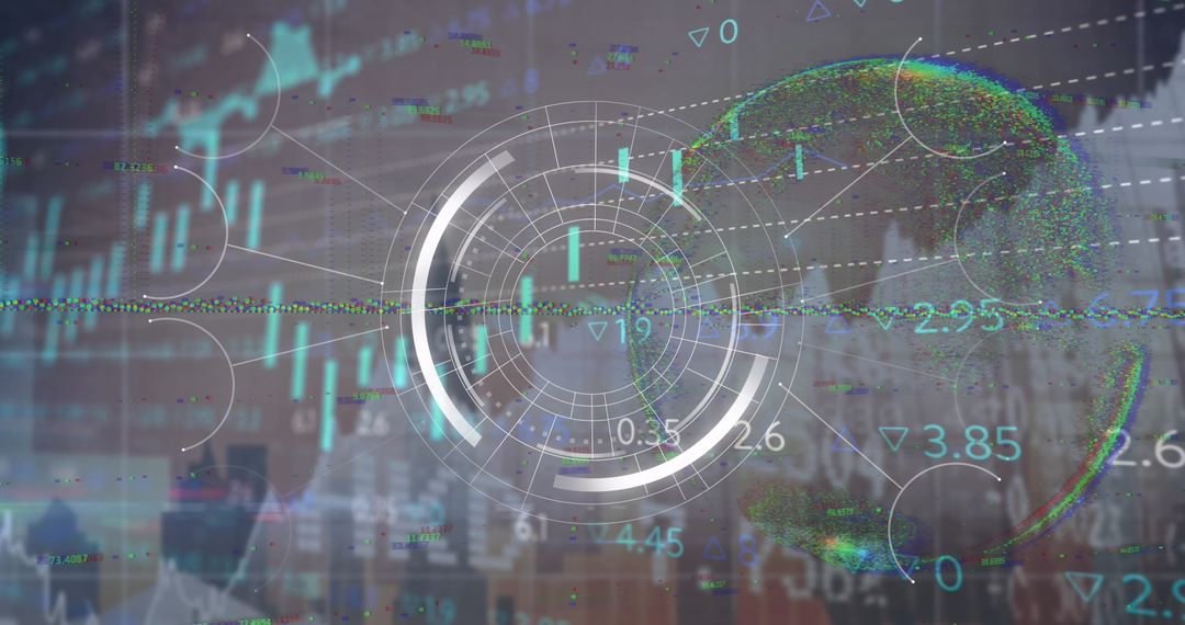 Futuristic Data Overlay on Cityscape with Digital HUD