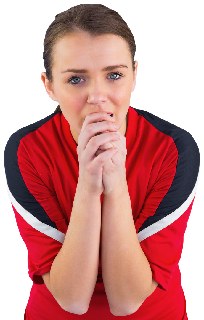 Nervous football fan in red sports jersey transparent background - Download Free Stock Images Pikwizard.com