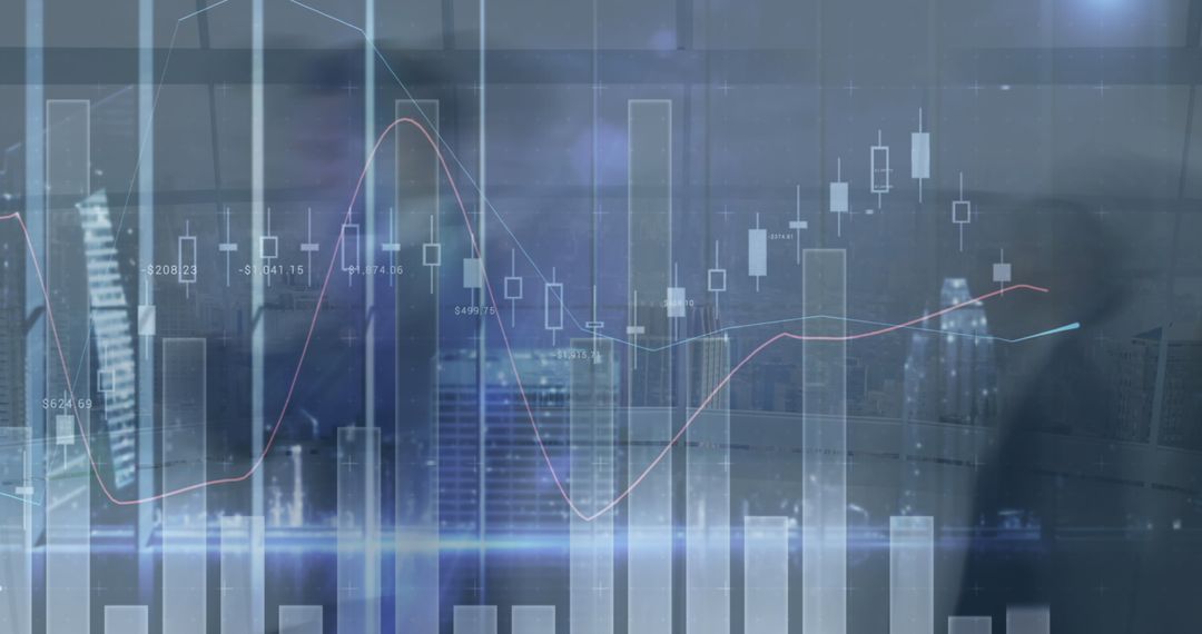 Double Exposure Finance Theme with Cyberspace Elements