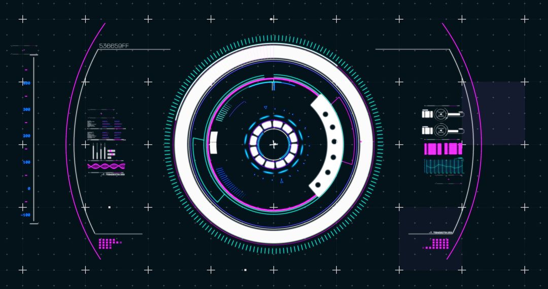 Futuristic Digital Interface with Glowing HUD Elements