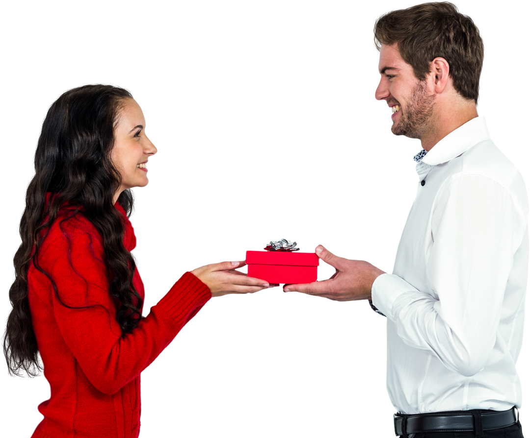 Smiling Couple Exchanging Gift Box on Transparent Background - Download Free Stock Images Pikwizard.com